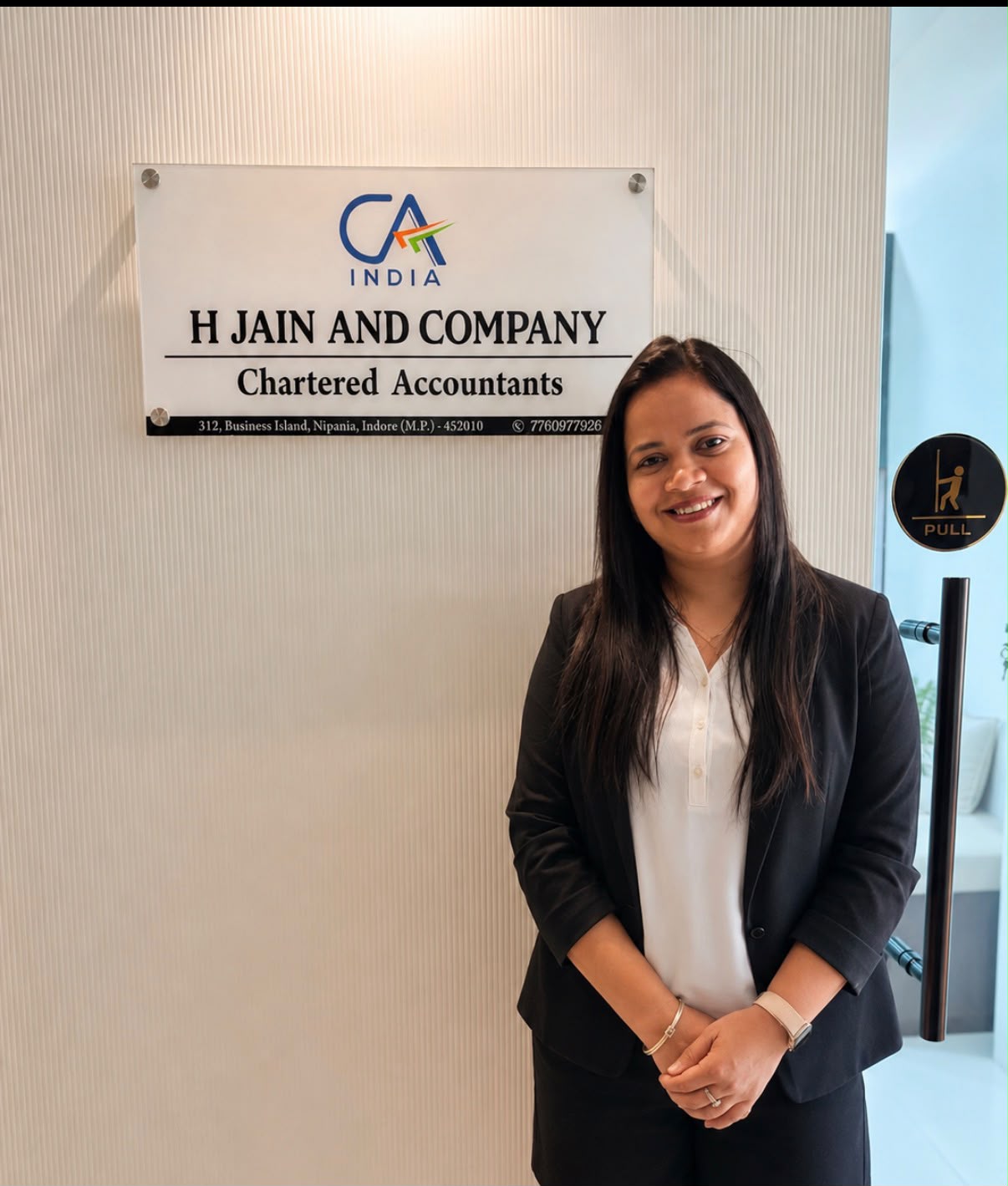 CA Honey Jain at H Jain And Company office, Indore